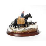 Border Fine Arts 'Carrying Burdens' (Pony, Rider and Border Collies), model No. B0892 by Hans