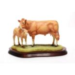 Border Fine Arts 'Blonde D'Aquitaine Cow and Calf', model No. B0353 by Kirsty Armstrong, limited