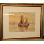 Francis E Jamieson (20th century) Boating scene, signed and inscribed verso, oil