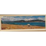 Timmy Mallett (b.1955) ''Haybale Vista'' Signed, oil on canvas, 28.5cm by 99cm Artist's Resale