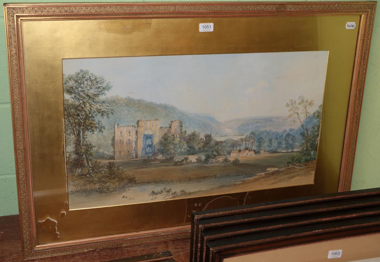 J Joy (19th century) Rievaulx Abbey, signed and dated 1870, watercolour, 40cm by 73.5cm