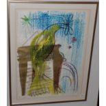 Jamie Boyd (b.1948) Australian ''Bird and Piano'' Signed, mixed media on paper, 77cm by 67cm