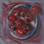 Anne Farrall (Contemporary) Bowl of Cherries Signed, oil on board, 25cm by 25cm Artist's Resale