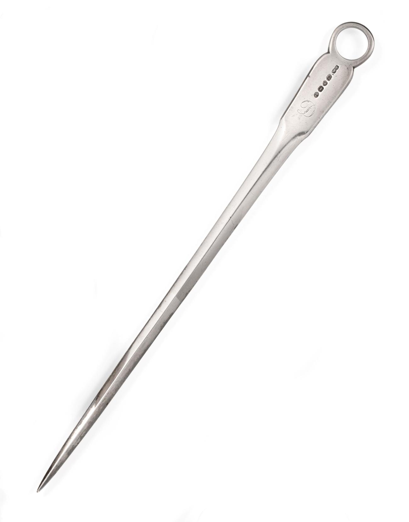 A George IV Silver Meat-Skewer, by William Bateman, London, 1826, of typical form, with loop