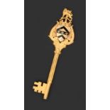 A Victorian Gold Presentation Key, Indistinct Incuse Maker's Mark Probably for Vaughton and Sons,