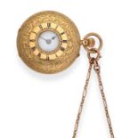 An 18 Carat Gold Half Hunter Pocket Watch, signed Edwin Flinn, 1893, lever movement, enamel dial