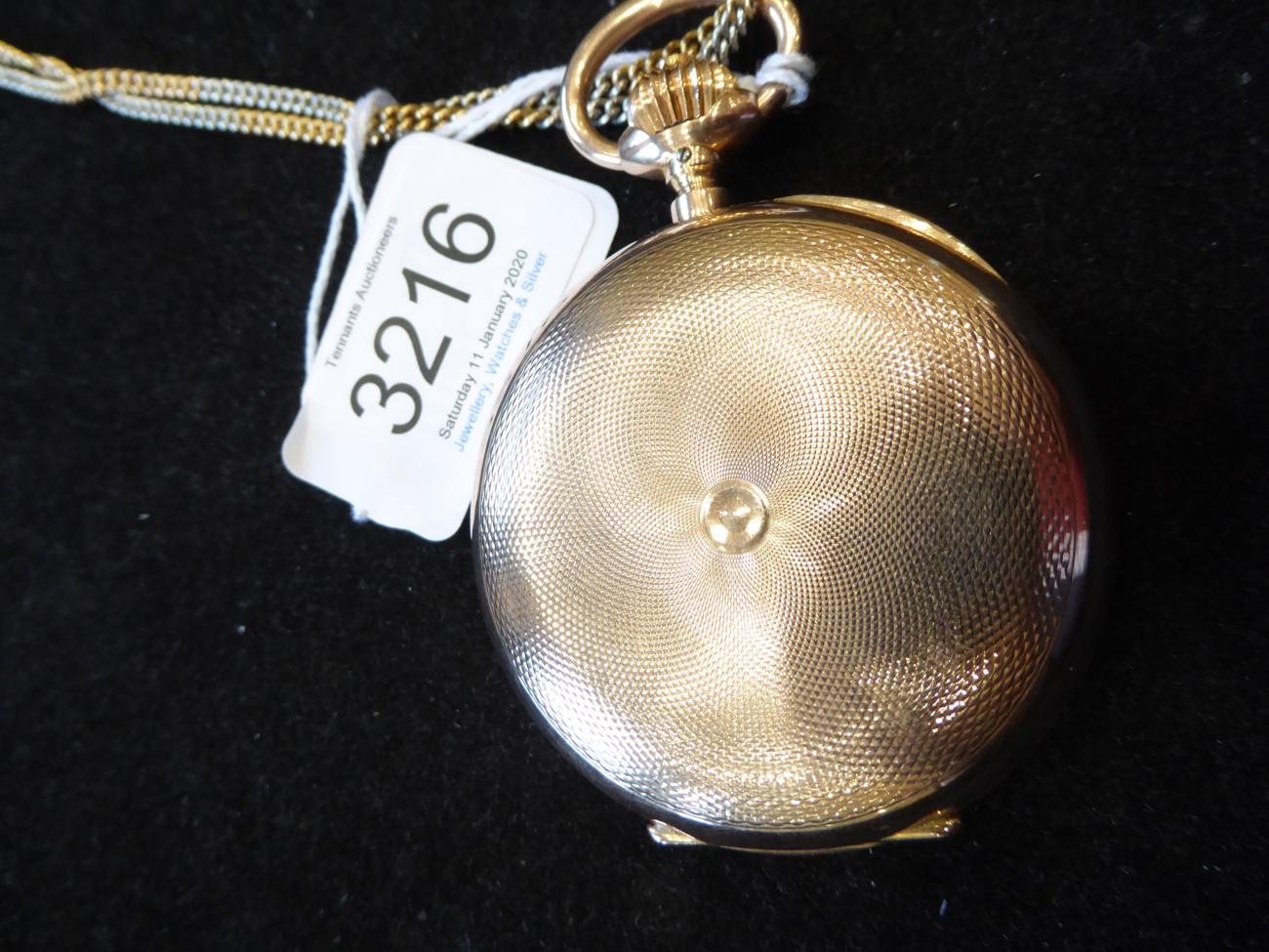 A 14 Carat Gold Full Hunter Pocket Watch, signed International Watch Co, circa 1902, frosted gilt - Image 3 of 7