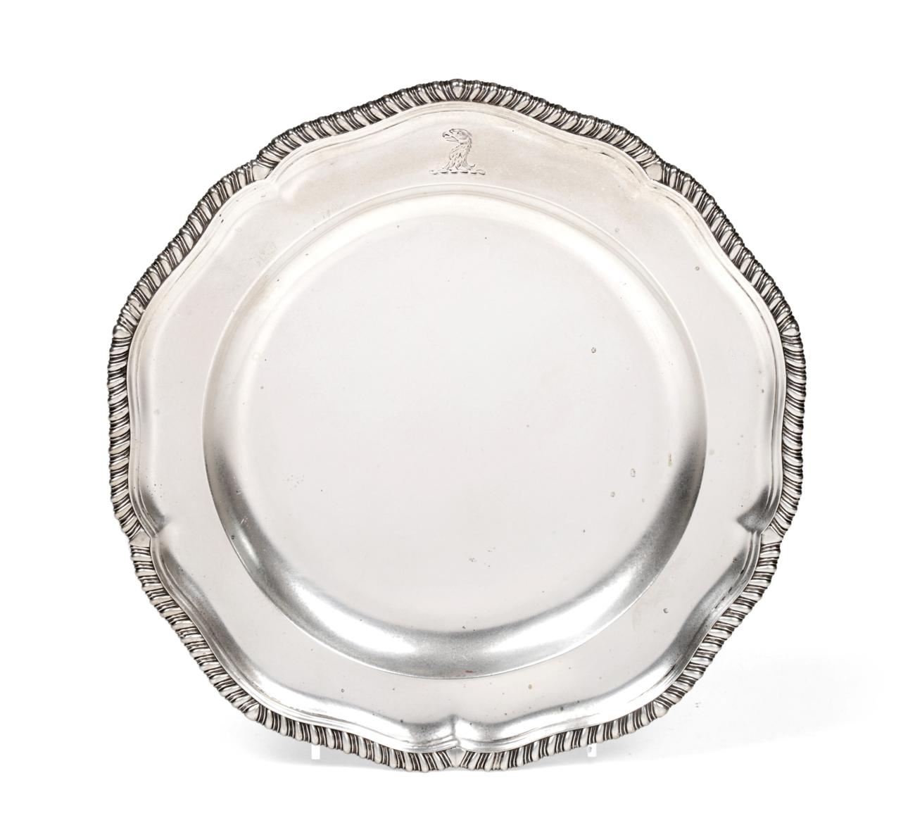 A Victorian Silver Dinner-Plate, by Robert Garrard, London, 1865, shaped circular and with gadrooned