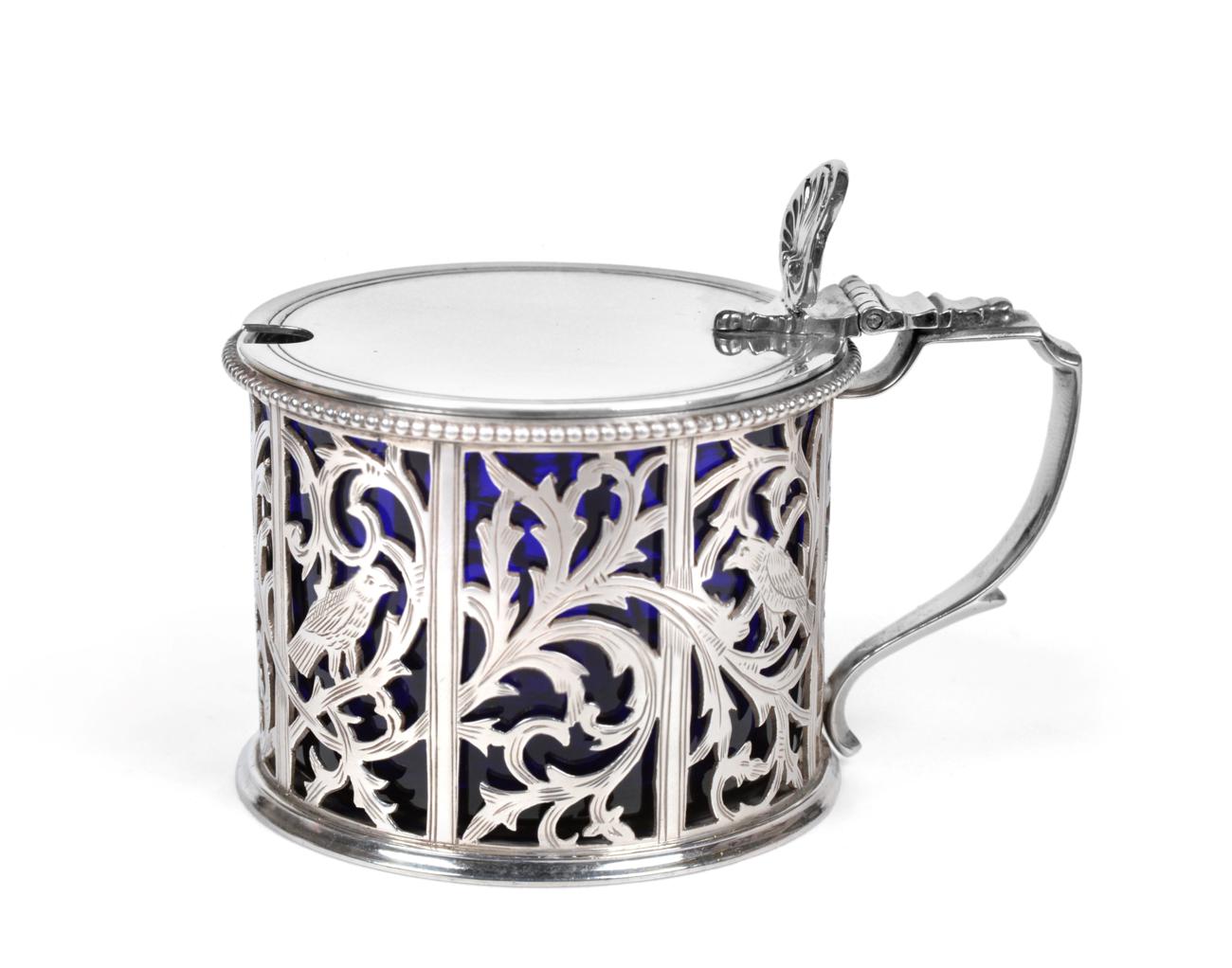 A Victorian Silver Mustard-Pot, by Charles Stuart Harris, London, 1896, of drum shape, the sides