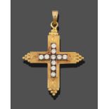 A Diamond Cross Pendant, the cross motif set throughout with round brilliant cut diamonds in white