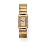 An Art Deco 9 Carat Gold Rectangular Wristwatch, signed Omega, 1935, lever movement signed and