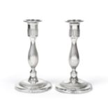 A Pair of George III Silver Candlesticks, by John Lindley and Co., Sheffield, 1799, each on circular