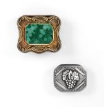 A Victorian Silver-Gilt and Malachite Vinaigrette and A George III Silver Vinaigrette, The First