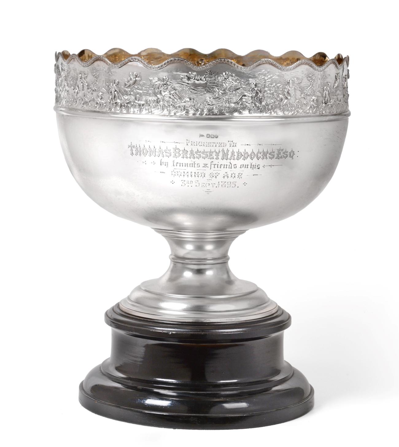 A Victorian Silver Punch-Bowl, by Walker and Hall, Sheffield, 1897, tapering cylindrical and on