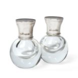 A Pair of Elizabeth II Silver-Mounted Glass Scent-Bottles, The Silver Mounts by David Linley,