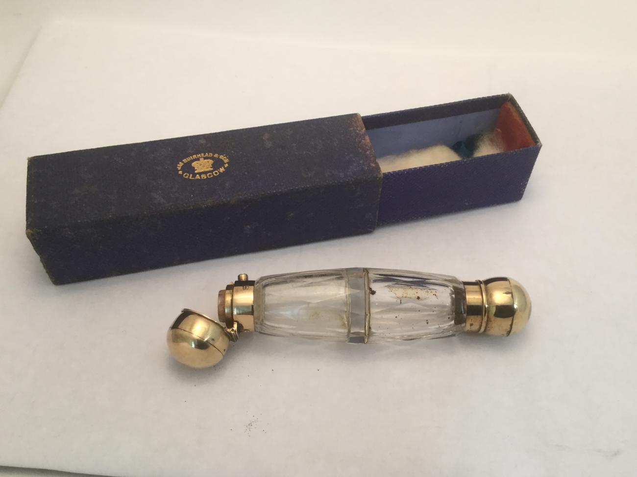 A Victorian Gilt-Metal Mounted Cut-Glass Double Scent-Bottle, by Sampson Mordan and Co., Late 19th - Image 3 of 5