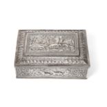 An Indian Silver Cigar-Box, Apparently Unmarked, probably Late 19th/Early 20th Century, oblong,