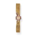 A Lady's 18 Carat Gold Diamond and Ruby Set Wristwatch, signed Blancpain, 1959, lever movement,