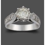 An 18 Carat White Gold Diamond Solitaire Ring, the round brilliant cut diamond in a claw and