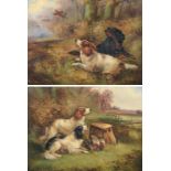 Robert Cleminson (fl.1864-1903) Landscape with hunting dogs Signed, oil on canvas, 28.5cm by 39.