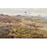 George Edward Lodge (1860-1954) Grouse in flight Signed, oil on board, 27.5cm by 43.5cm