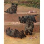 Maud Earl (1864-1943) Scottish Terriers Signed, oil on canvas, 75cm by 62cm See illustration