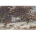 James Scott Kinnear (fl.1870-1917) Scottish Sportsman in a Winter landscape Signed, oil on board,