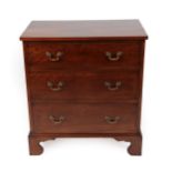 A George III Style Mahogany Straight Front Chest of Drawers, the three long drawers with brass