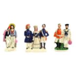 A Staffordshire Pottery Crimean War Alliance Figure Group, mid 19th century, as Queen Victoria