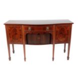A Regency Style Mahogany and Boxwood Strung Serpentine Front Sideboard, late 19th century, the