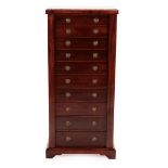 A Victorian Mahogany Wellington Chest, 3rd quarter 19th century, the ten graduated drawers with