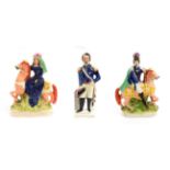 A Pair of Staffordshire Pottery Equestrian Figures of Louis Napoleon and the Empress of France,