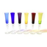 A Harlequin Set of Six Baccarat Mille Nuits Flutissimo Champagne Flutes, modern, designed by