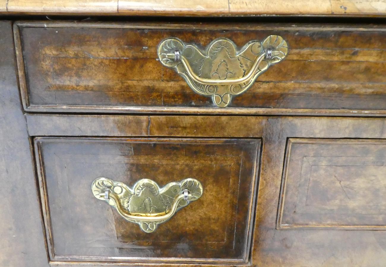 A Walnut and Feather Banded Dressing Table, the quarter-veneered top above a long frieze drawer with - Image 3 of 16
