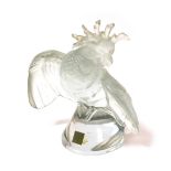 A Lalique Frosted and Clear Glass Model of a Cockatoo, 2nd half 20th century, No.11621, signed