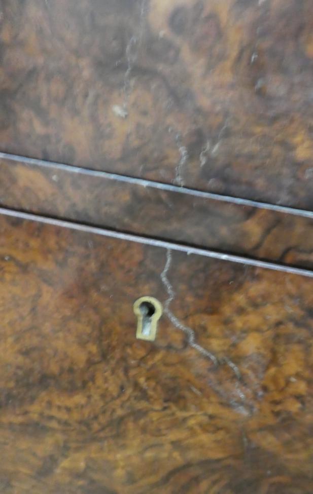 A Pair of Victorian Burr Walnut Bedside Cabinets, the four graduated drawers with turned knob - Image 8 of 12