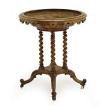 A Victorian Walnut Brazier or Centre Table, circa 1870, the circular moulded body of graduated