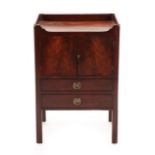 A George III Mahogany Tray Top Bedside Commode, late 18th century, with two cupboard doors above a