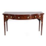 A Late George III Mahogany and Marquetry Inlaid Serving Table, late 18th century, of serpentine