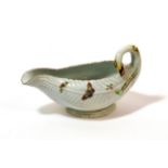 A Worcester Porcelain Cos Lettuce Leaf Sauceboat, circa 1755, naturalistically modelled and