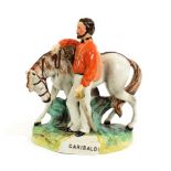 A Staffordshire Pottery Equestrian Figure of Garibaldi, mid 19th century, 23cm high See P D Gordon
