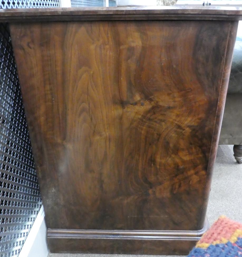 A Pair of Victorian Burr Walnut Bedside Cabinets, the four graduated drawers with turned knob - Image 6 of 12