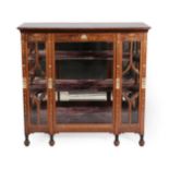 A Victorian Rosewood, Marquetry and Ivory Inlaid Display Cabinet, 3rd quarter 19th century, the