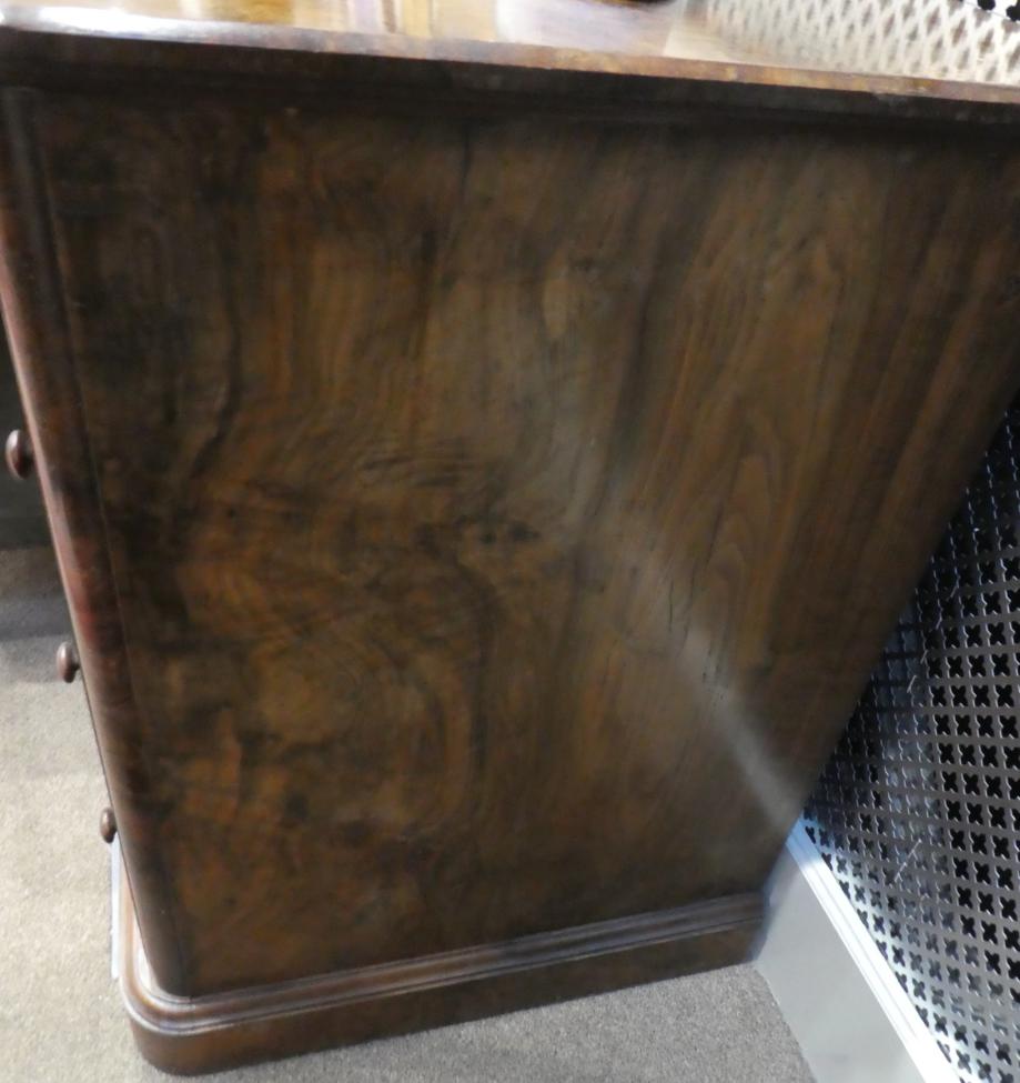 A Pair of Victorian Burr Walnut Bedside Cabinets, the four graduated drawers with turned knob - Image 12 of 12