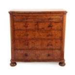 A Victorian Pollard Oak Straight Front Chest of Drawers, mid 19th century, the moulded top above a