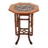 An Anglo-Japanese Cloisonné and Occasional Table, circa 1900, the octagonal top with inset panel