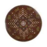 A Japanese Cloisonné on White Metal Dish, Meiji period, of circular form, worked with a central