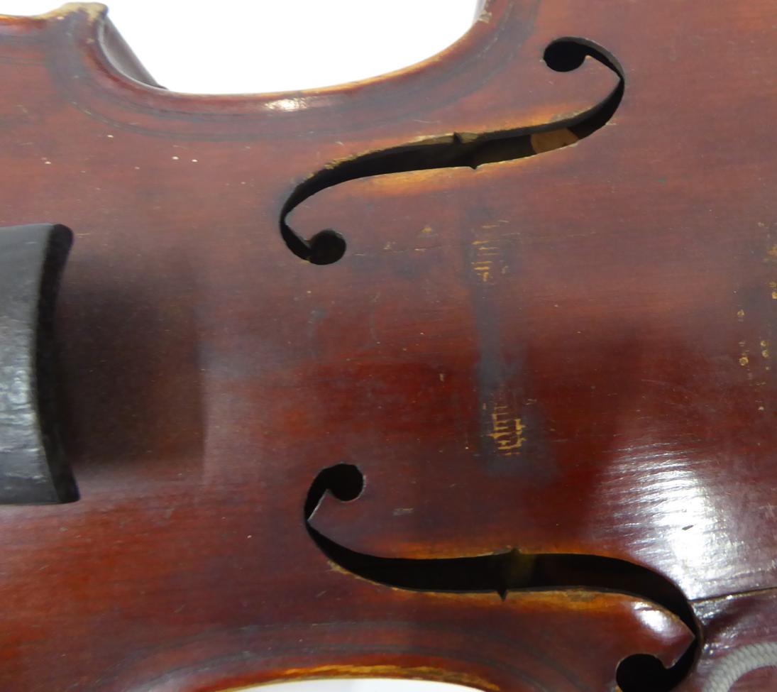 Violin 14 3/8'' two piece back, ebony fingerboard, labelled 'Giovan Paolo Maggini Brescia 1690' - Image 6 of 9