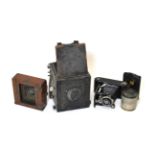 Voightlander Bessar Folding Camera together with other camera related items including a Dallmeyer