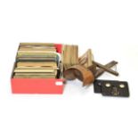 Hand Held Wooden Stereo Card Viewer two metal viewers and a collection of Stereo Cards with views